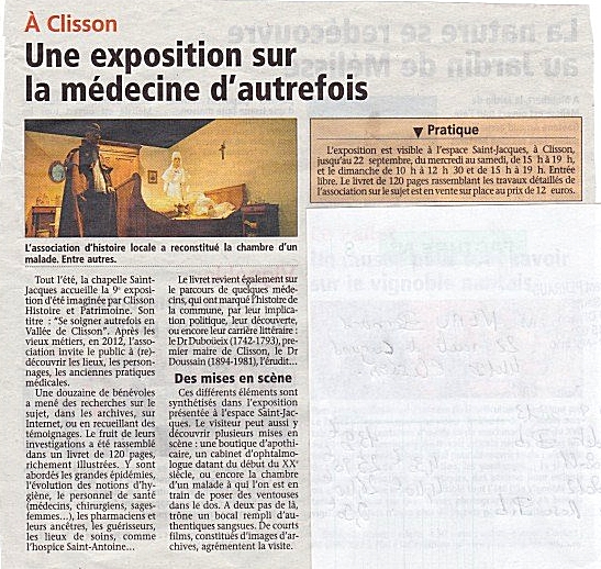 8 août 2013 - Une exposition sur la médecine d'autrefois - L'Hebdo